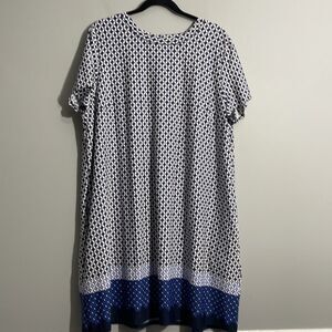 Apt 9 Blue Geo Print Dress Women’s XXL Pockets Casual Stretch Midi Dress